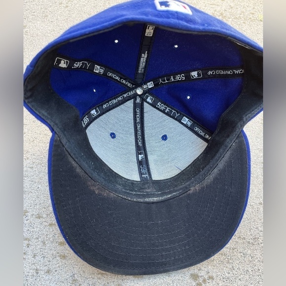Los Angeles Dodgers Men's New Era 59Fifty Blue Fitted Cap 7 5/8 MLB Baseball LA - Picture 11 of 14